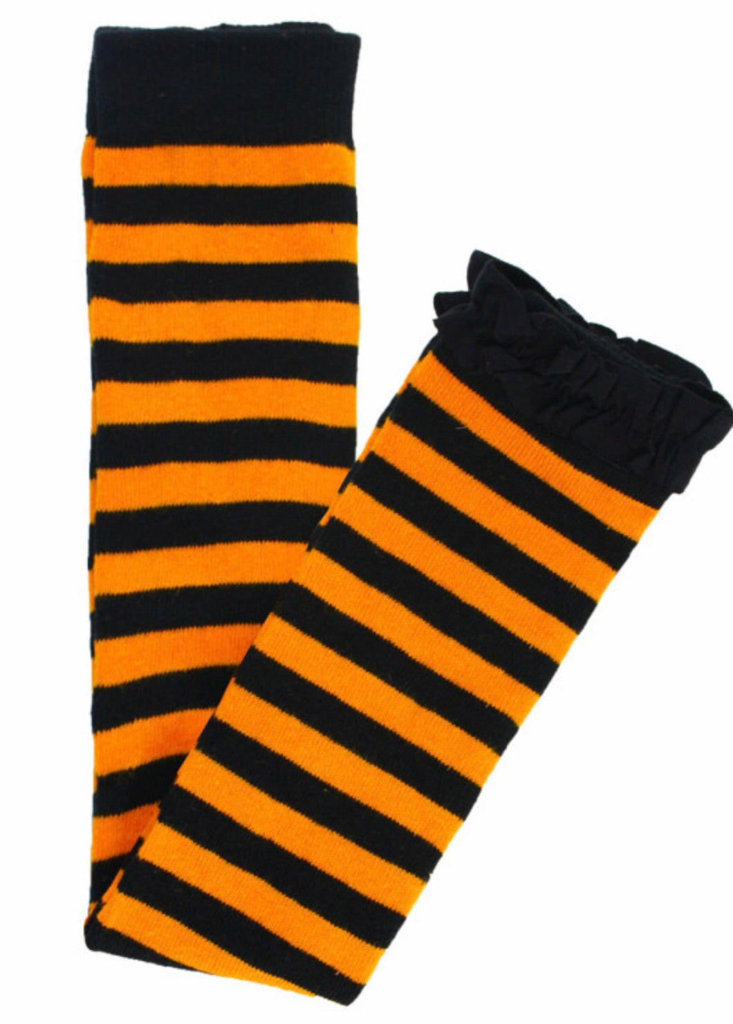 Footless Ruffle Tights in Halloween Stripe Black & Orange Stripes / 0-6 months - Doodlebug's Children's Boutique