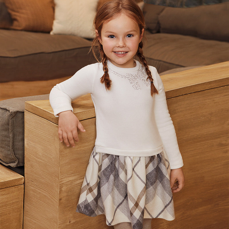 Sweater Dress with Plaid Skirt  - Doodlebug's Children's Boutique