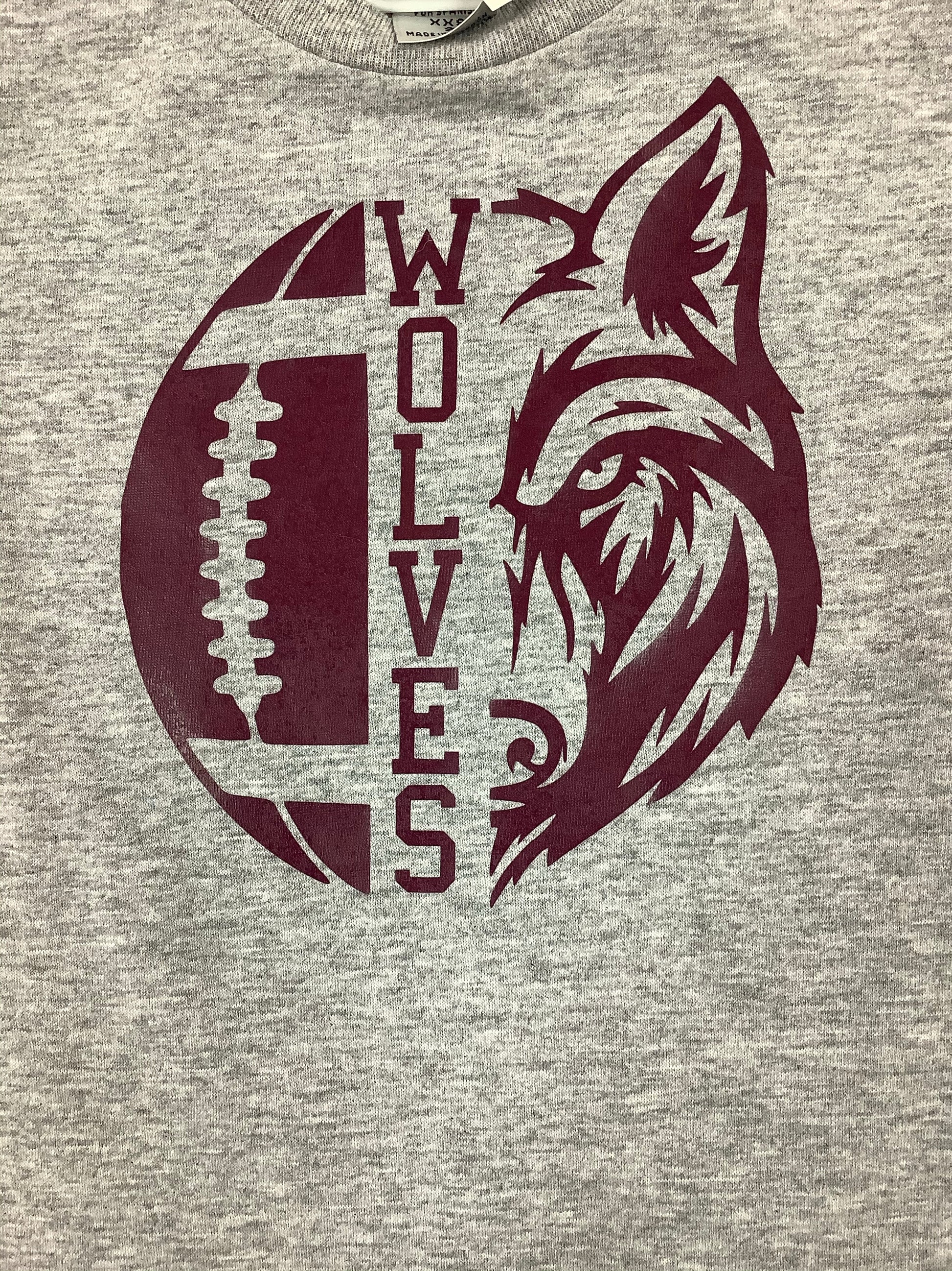 Wolves Gray Football Tee  - Doodlebug's Children's Boutique