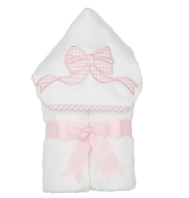 Pink Bow Everykid Hooded Towel with Appliqué Pink Bow - Doodlebug's Children's Boutique