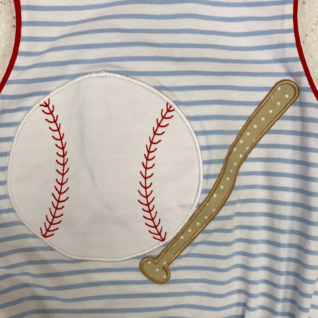 Striped Baseball Bubble  - Doodlebug's Children's Boutique