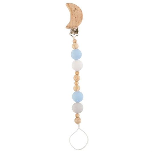 Blue Moon Wood and Silicone Bead Pacy Clip  - Doodlebug's Children's Boutique