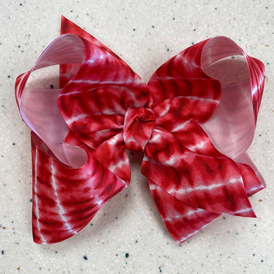 Red Tie Dye Bow  - Doodlebug's Children's Boutique