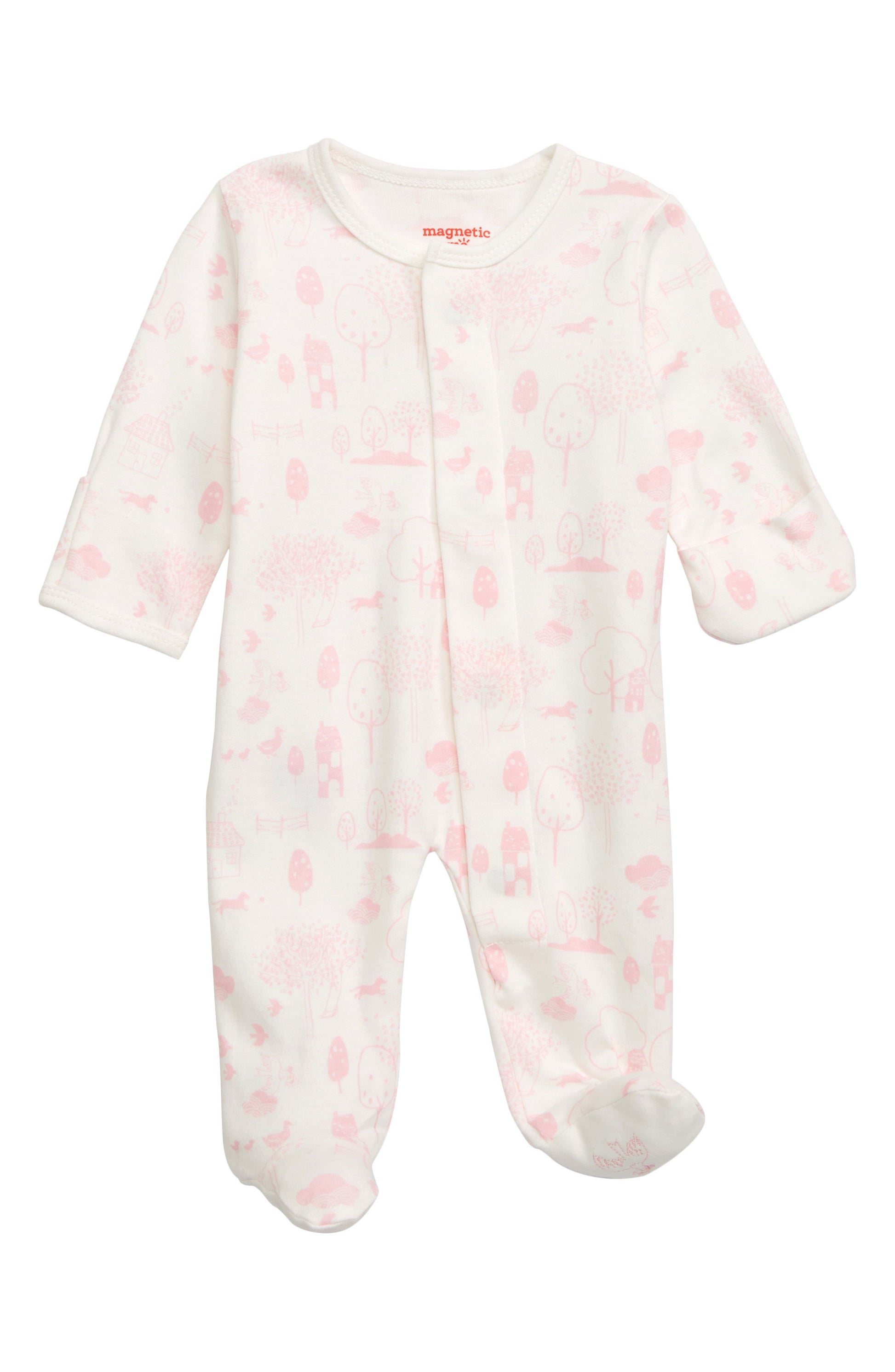 Pink Perfect Day Organic Cotton Magnetic Footie  - Doodlebug's Children's Boutique