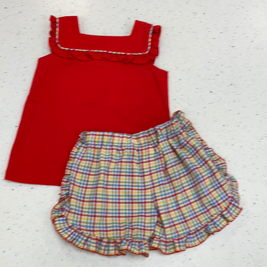 Basic Ruffle Shirt Set in Multi Plaid  - Doodlebug's Children's Boutique