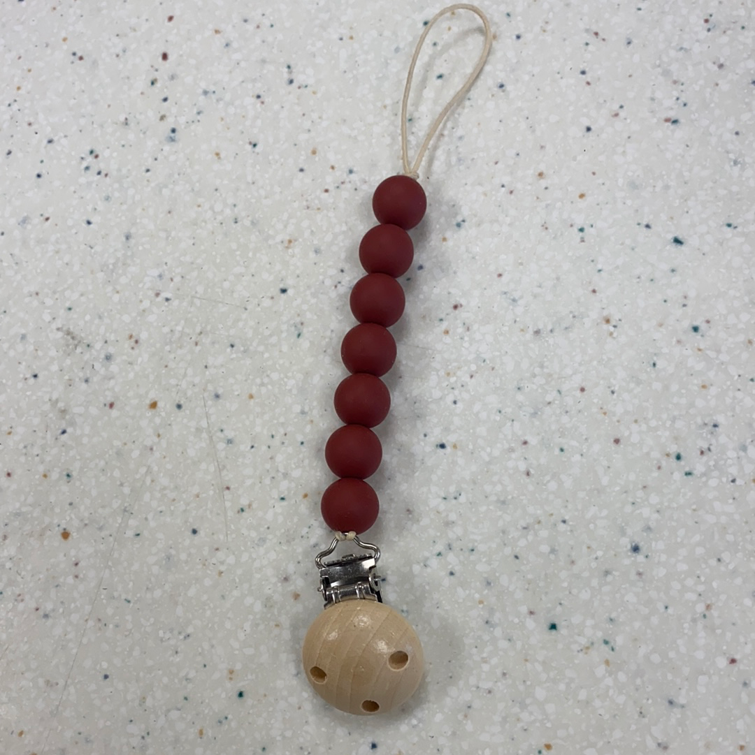 Teething Bead Paci Clip in Rust  - Doodlebug's Children's Boutique