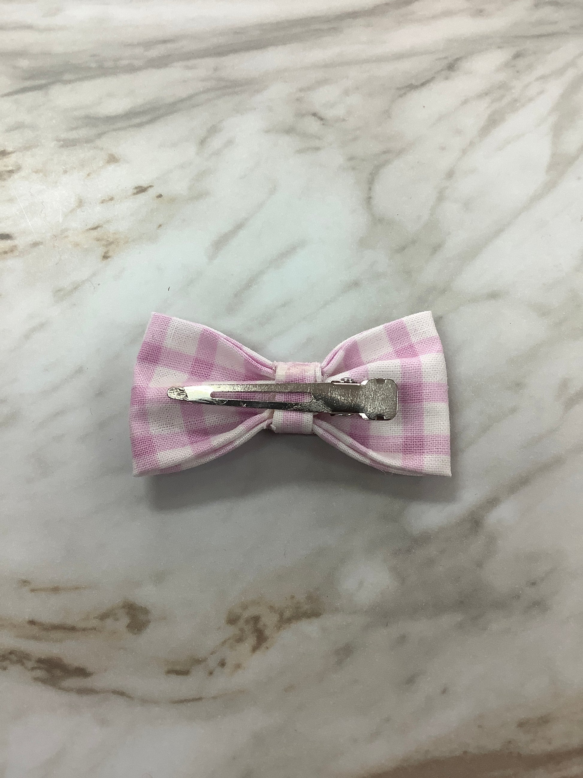 Bow on Clip in Pink Gingham  - Doodlebug's Children's Boutique