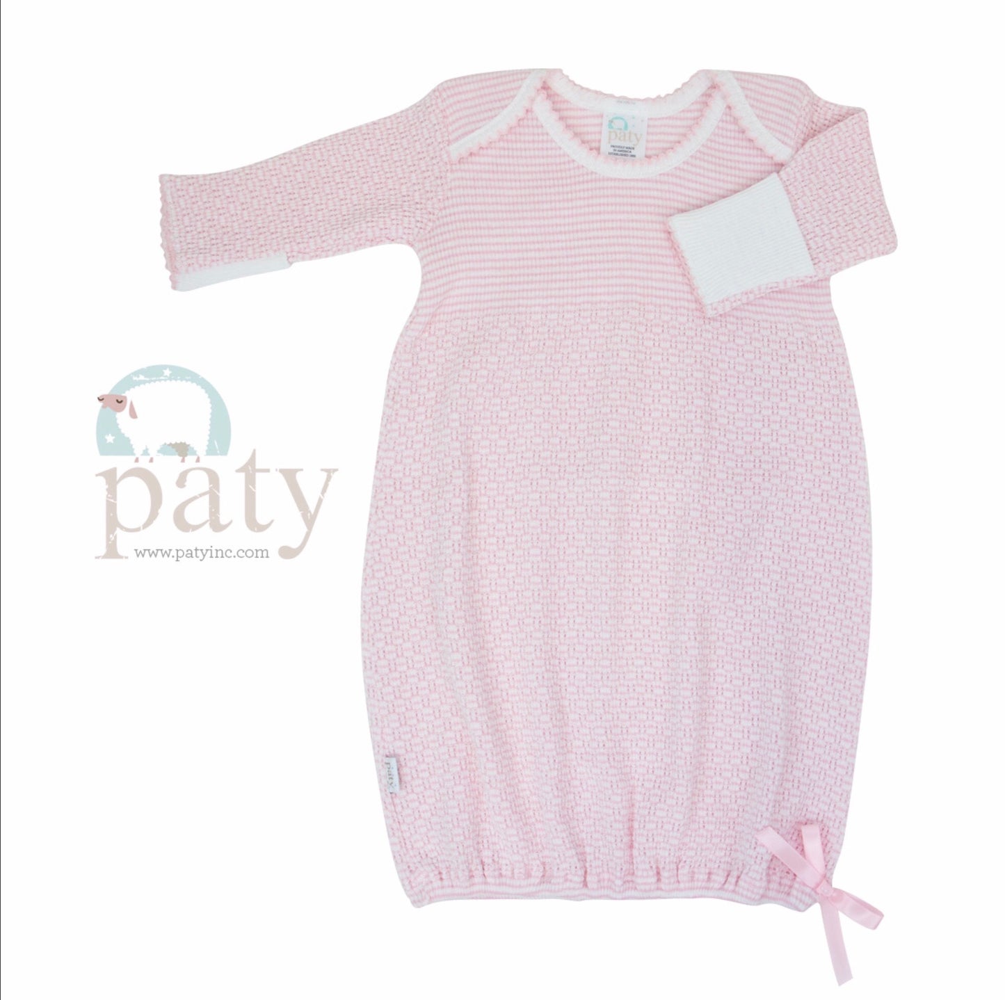 Pink Stripe Gown Preemie - Doodlebug's Children's Boutique