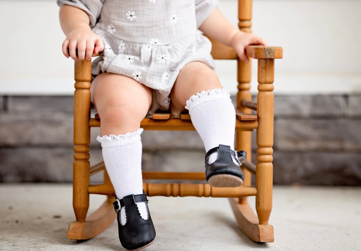 Lace Top Knee Highs in White  - Doodlebug's Children's Boutique