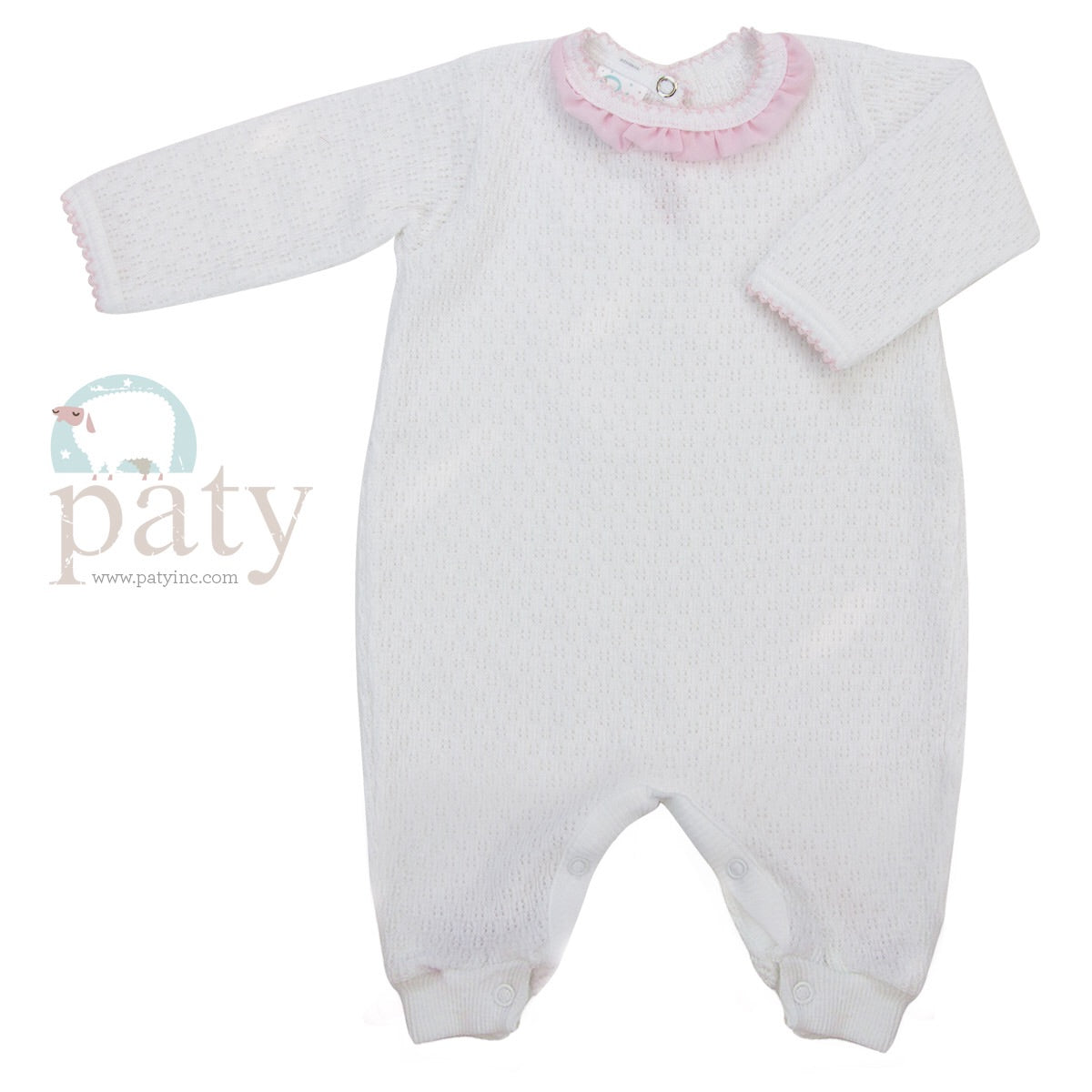 White Romper with Pink Chiffon Preemie - Doodlebug's Children's Boutique