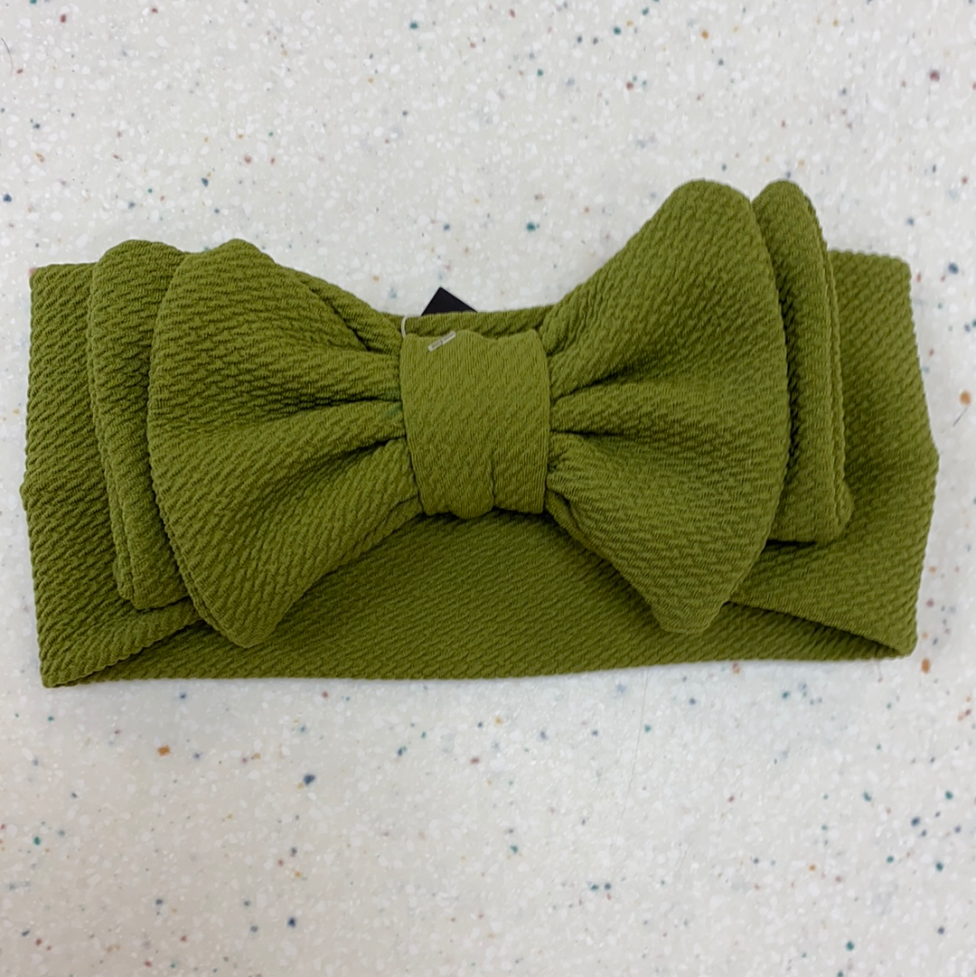 Knit Headband Bow in Olive  - Doodlebug's Children's Boutique