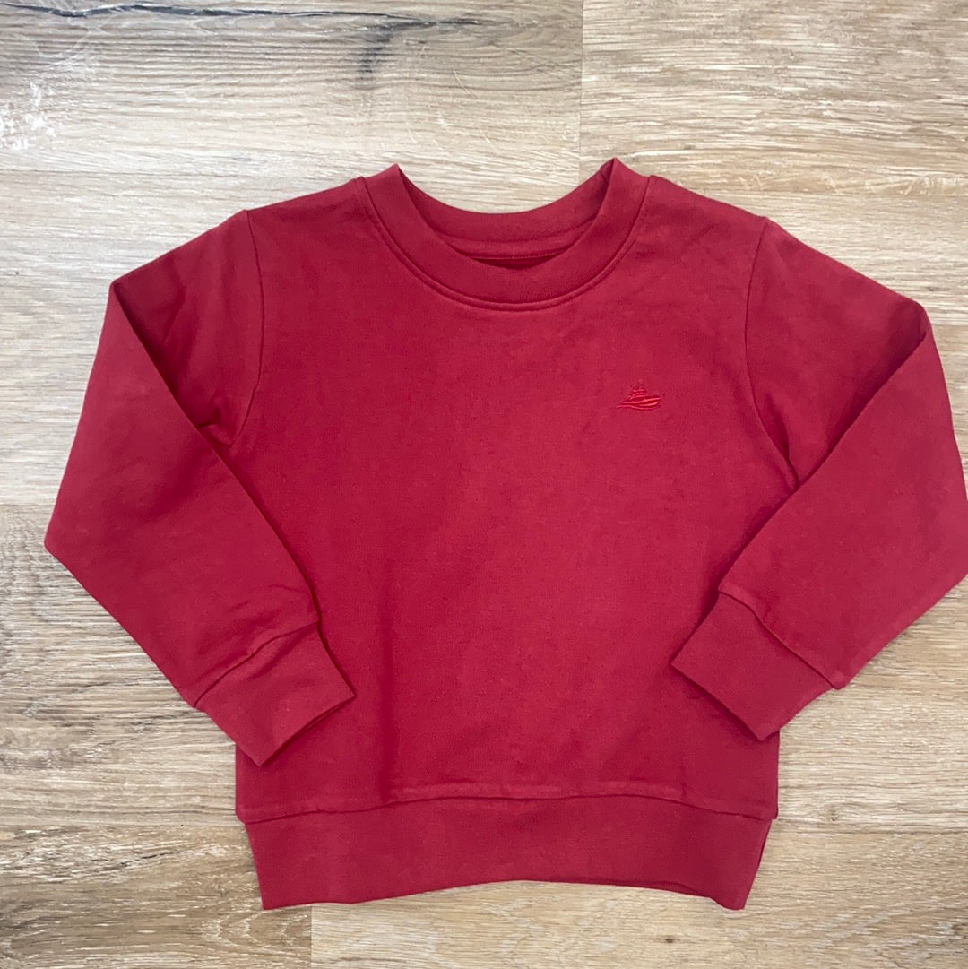 Logo Knit Sweatshirt in Rustic Red  - Doodlebug's Children's Boutique