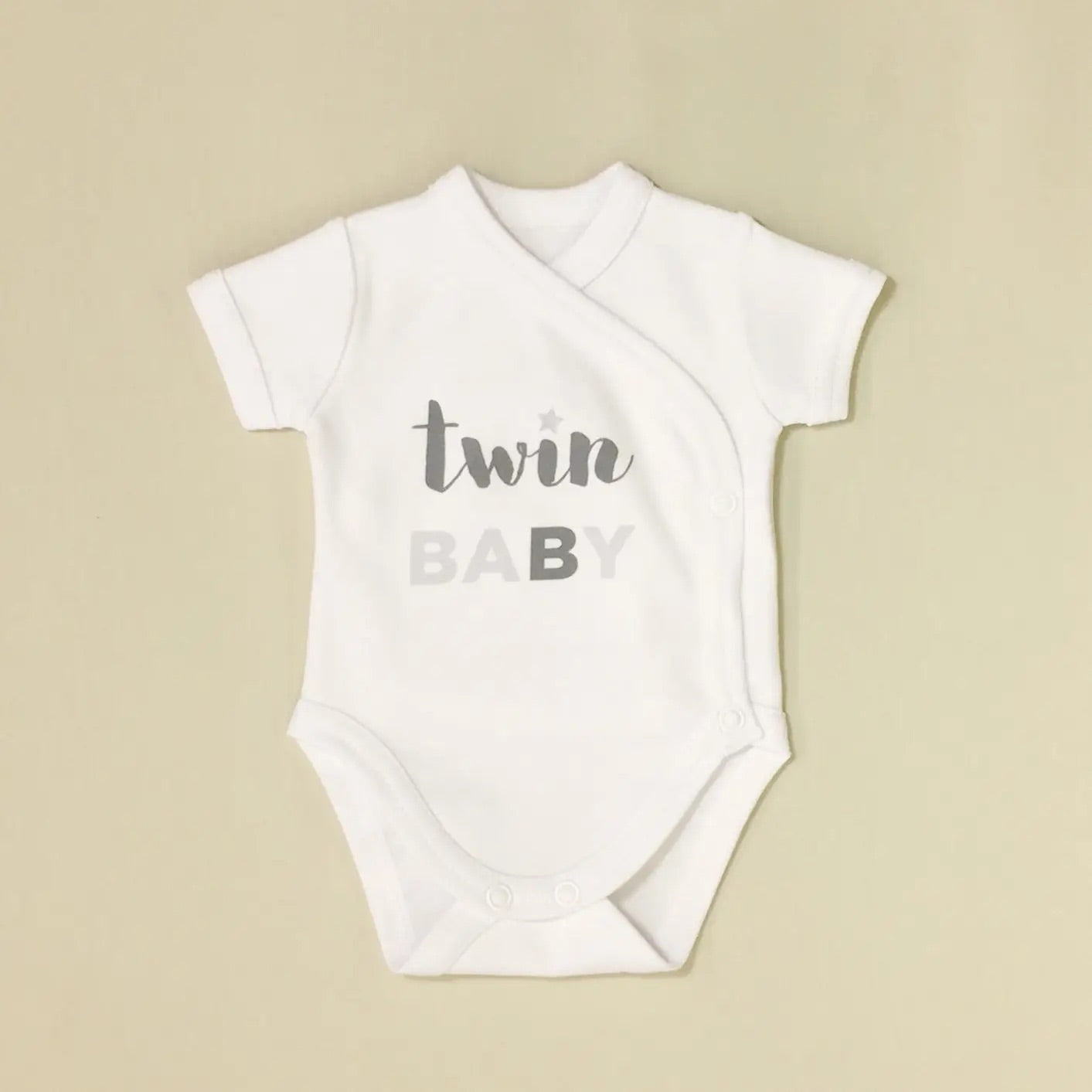 Twin Baby Kimono Onesie in White Baby B - Doodlebug's Children's Boutique