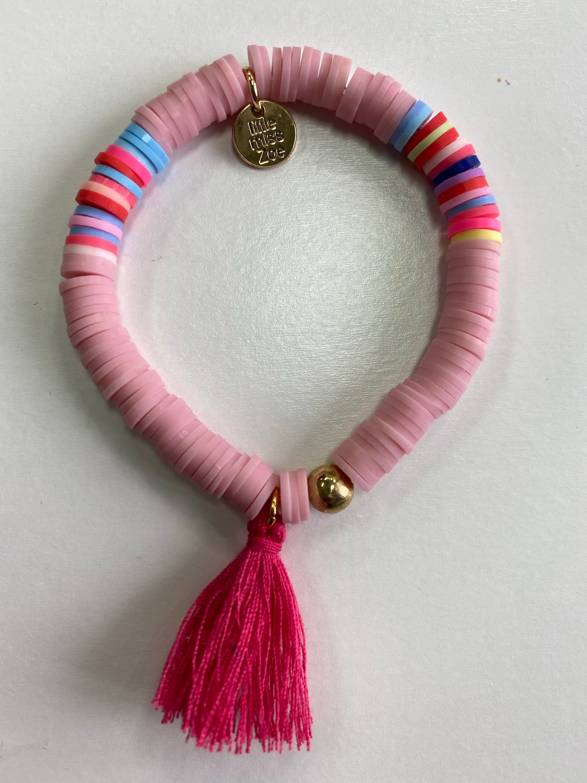 Bracelet with Tassel Light Pink with Hot Pink Tassel - Doodlebug's Children's Boutique