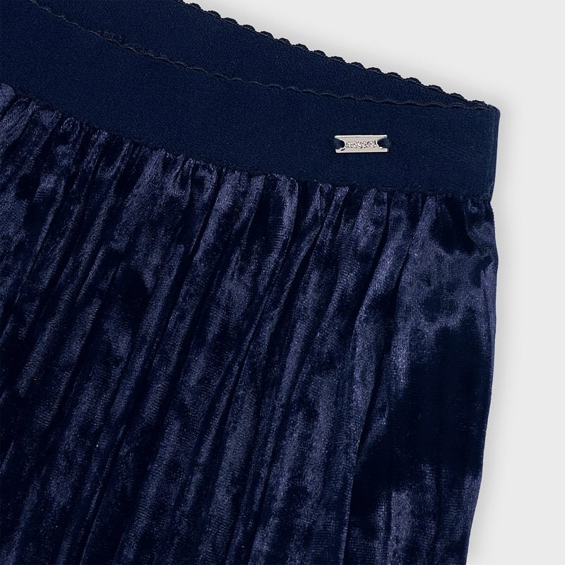 Pleated Velvet Skirt in Navy  - Doodlebug's Children's Boutique
