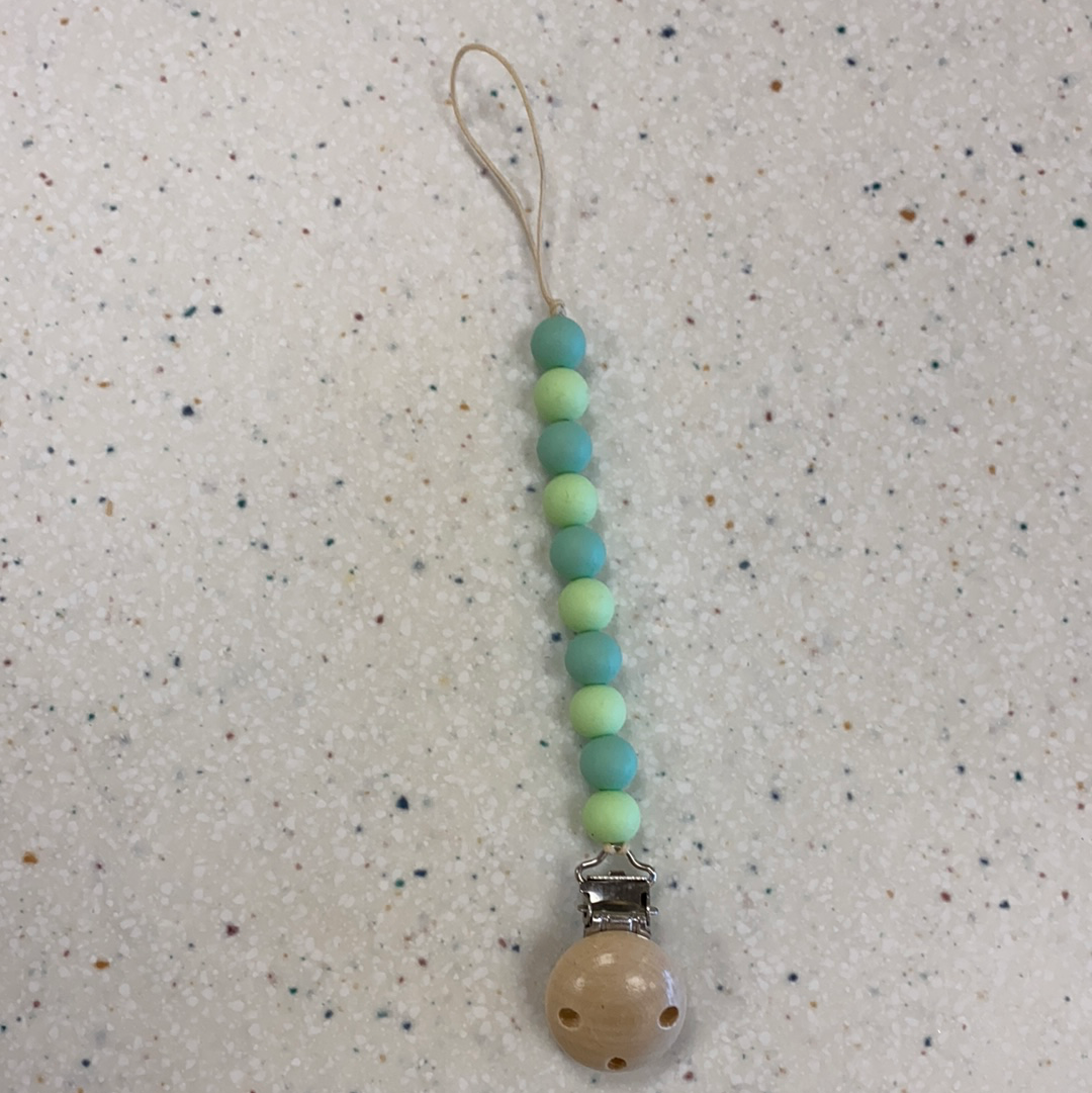 Teething Bead Paci Clip in Lime  - Doodlebug's Children's Boutique