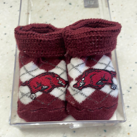 Argyle Arkansas Razorback Infant Socks  - Doodlebug's Children's Boutique