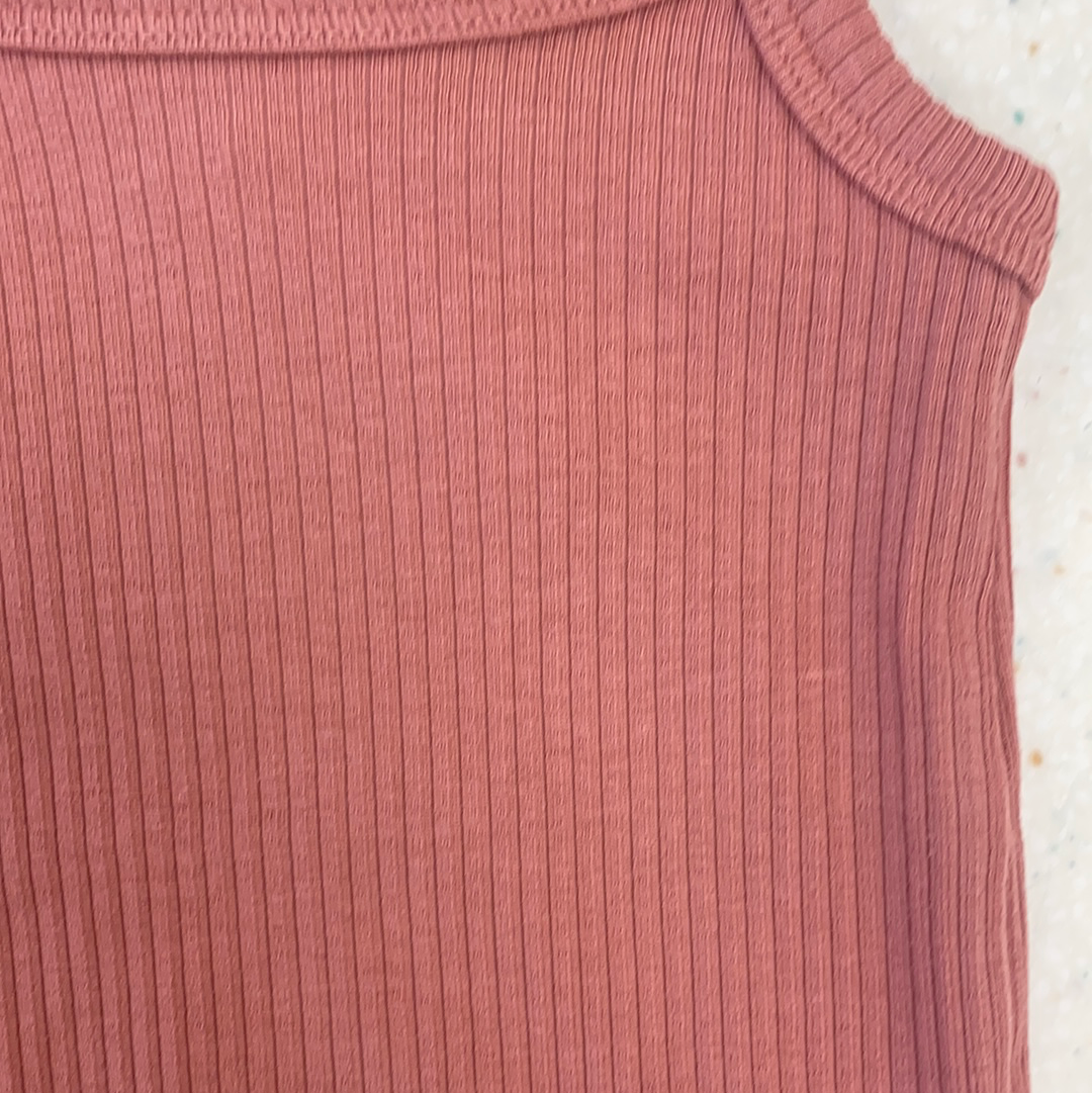 Dusty Rose Ribbed Tank Onesie  - Doodlebug's Children's Boutique