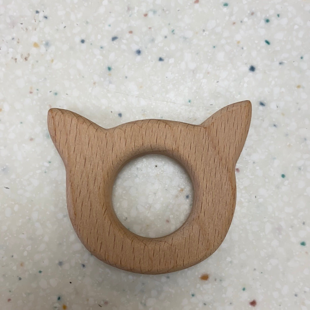Wooden Teether Cat - Doodlebug's Children's Boutique