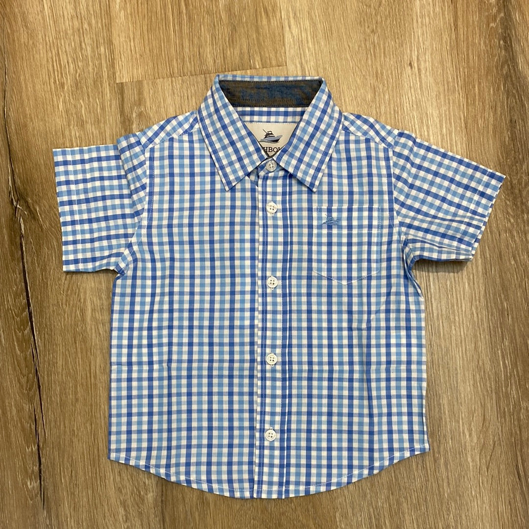 Blue Combo Check Dress Shirt  - Doodlebug's Children's Boutique