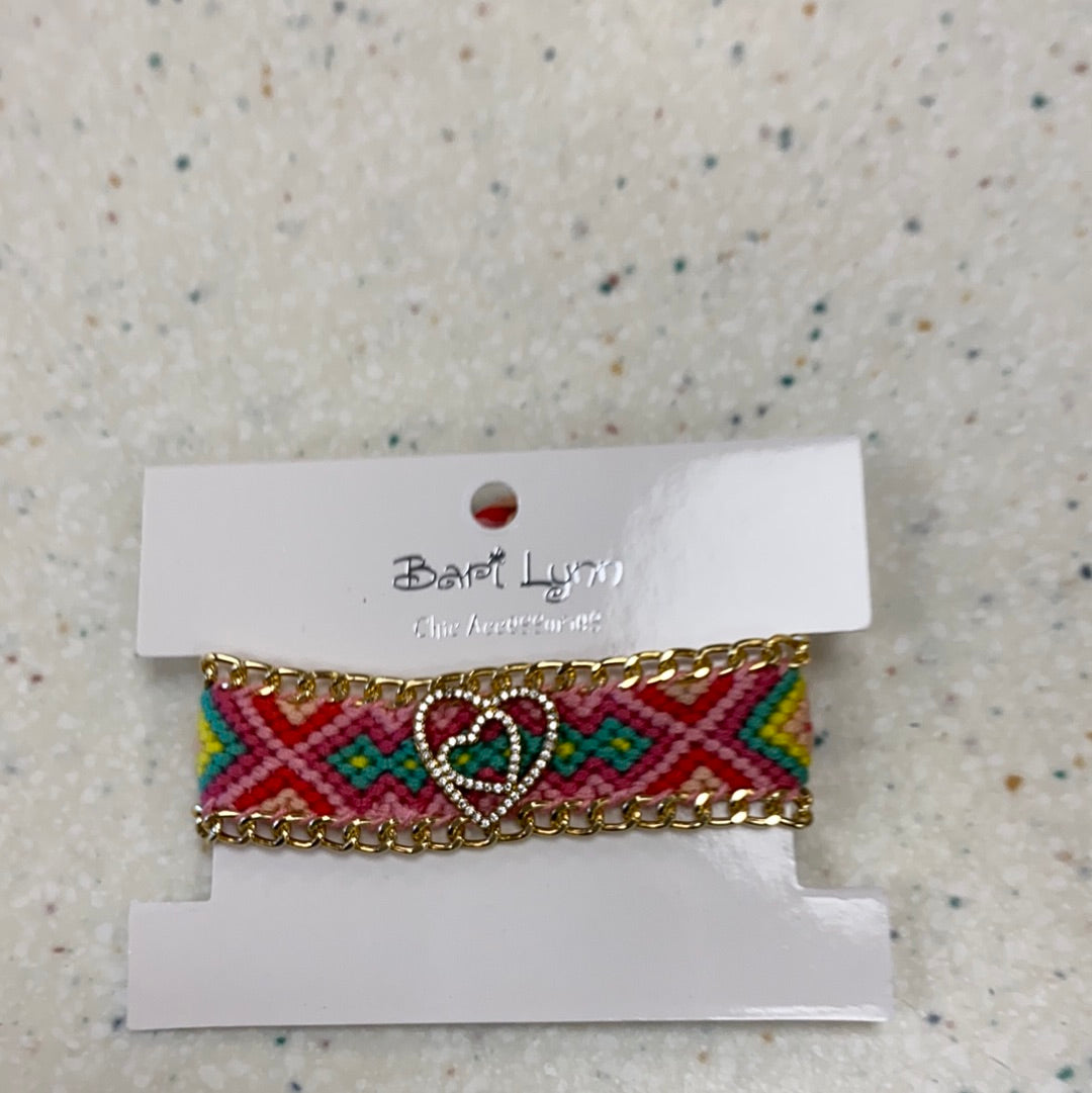 Braided Bracelet Pink Double Heart - Doodlebug's Children's Boutique