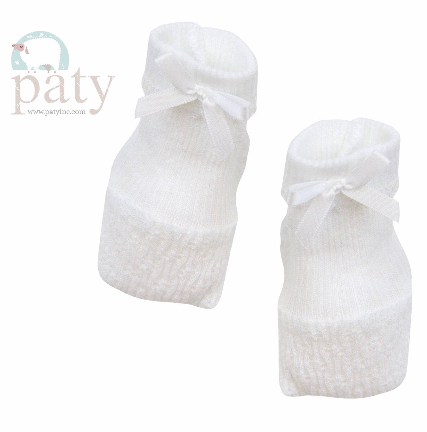 White Booties With Bow - Doodlebug's Children's Boutique
