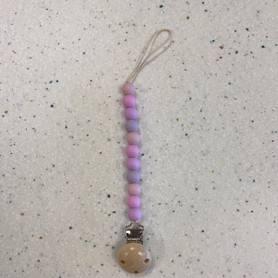 Teething Bead Paci Clip in Pink Pastel  - Doodlebug's Children's Boutique