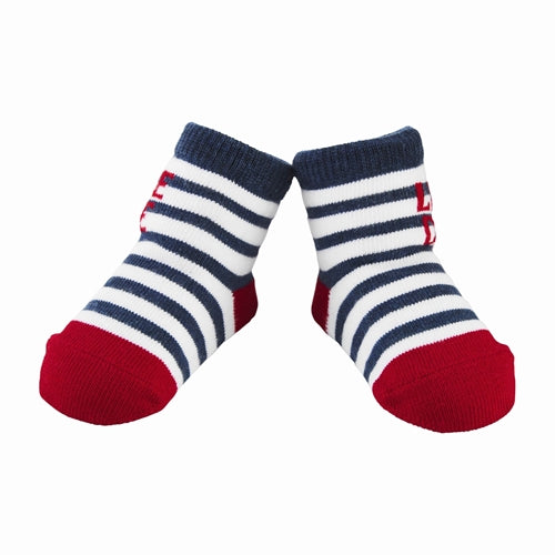 Little Dude Red Stripe Socks  - Doodlebug's Children's Boutique