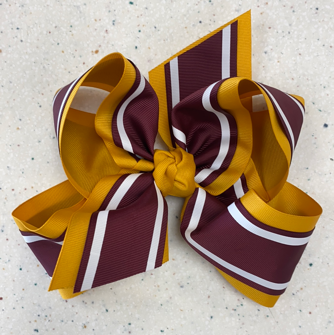 Maroon and Gold Layered Bow  - Doodlebug's Children's Boutique
