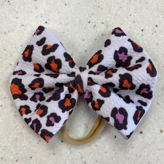 Fall Leopard Bow on Nylon  - Doodlebug's Children's Boutique