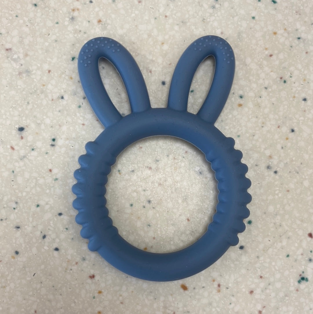 Silicone Bunny Teething Ring in Slate  - Doodlebug's Children's Boutique