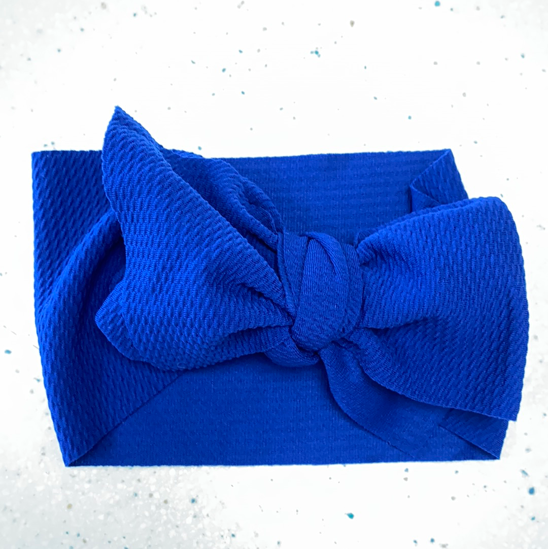 Waffle Headband Bow in Royal Blue  - Doodlebug's Children's Boutique