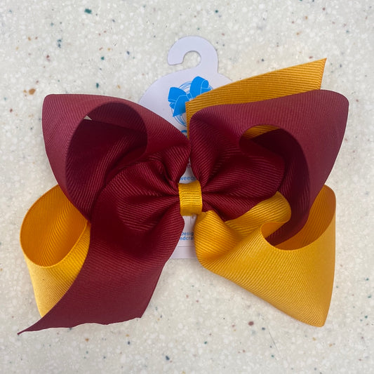 Maroon and Gold King Two Tone Bow  - Doodlebug's Children's Boutique