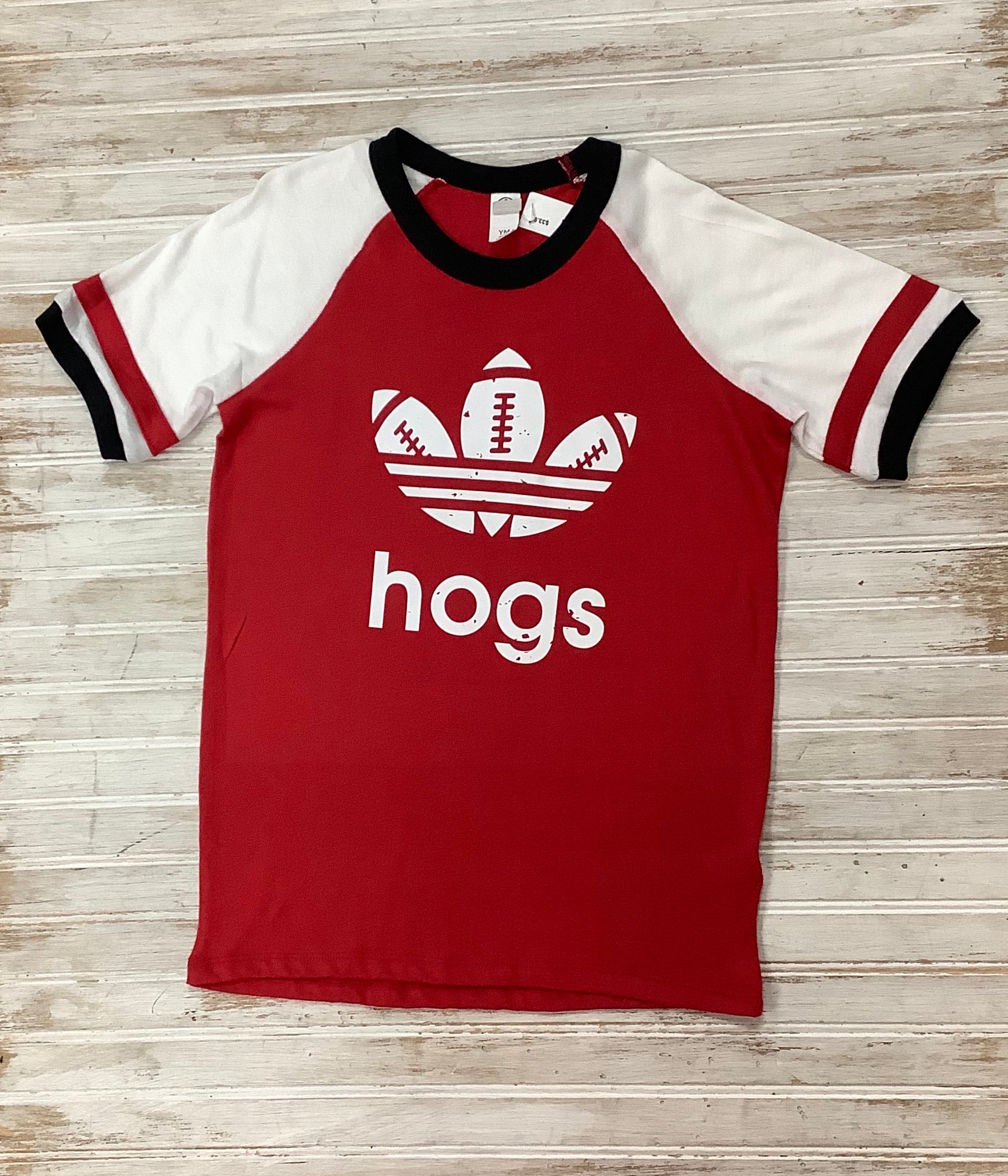 Red Hogs Ringer Football Tee  - Doodlebug's Children's Boutique