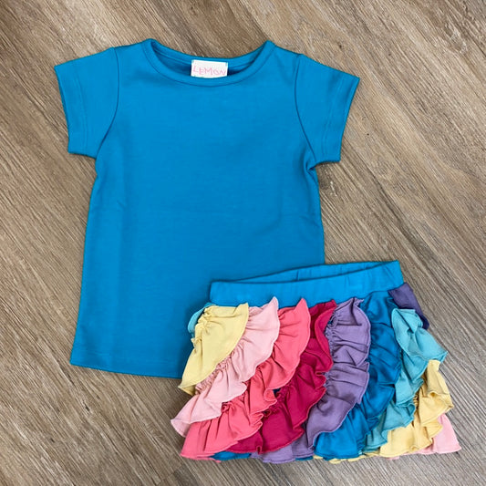 Rainbow Ruffle Skort Set  - Doodlebug's Children's Boutique