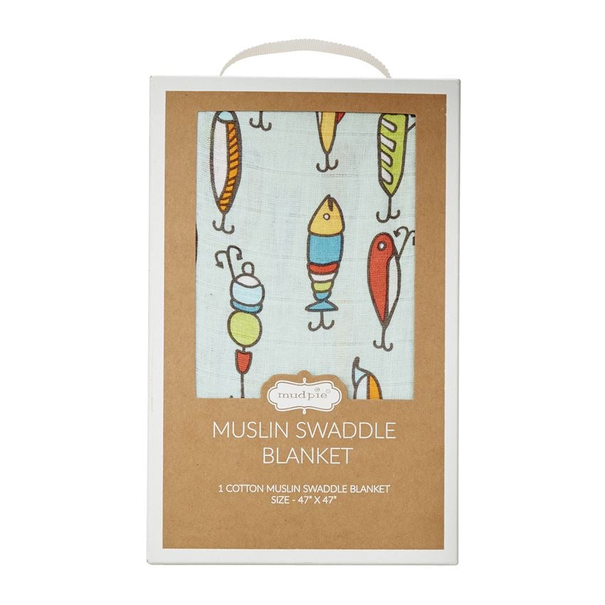Fishing Lure Muslin Blanket  - Doodlebug's Children's Boutique