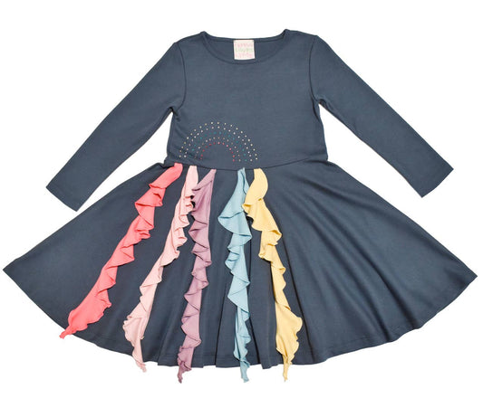 Rainbow Cascade Dress  - Doodlebug's Children's Boutique