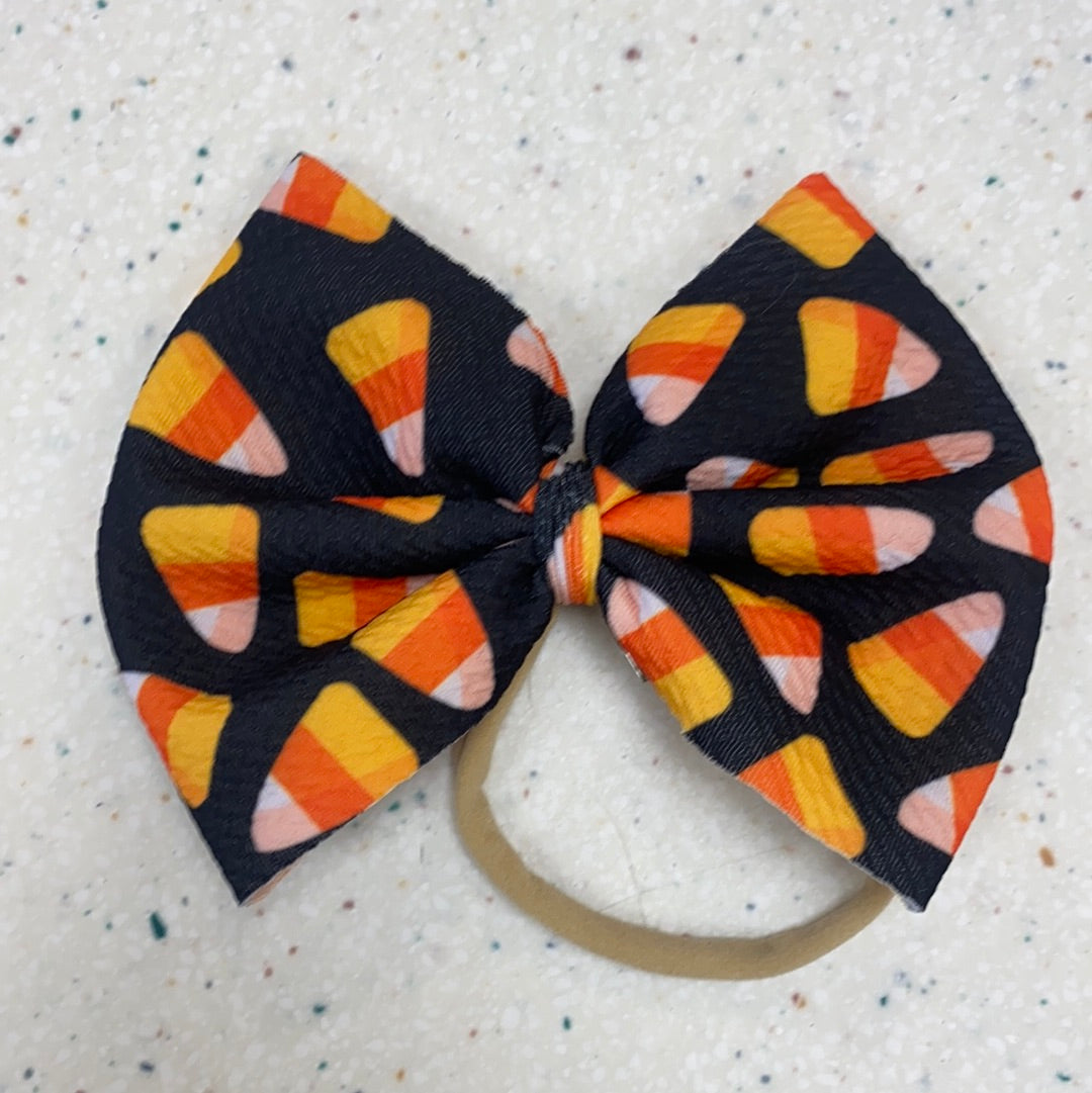 Candy Corn Bow on Nylon  - Doodlebug's Children's Boutique
