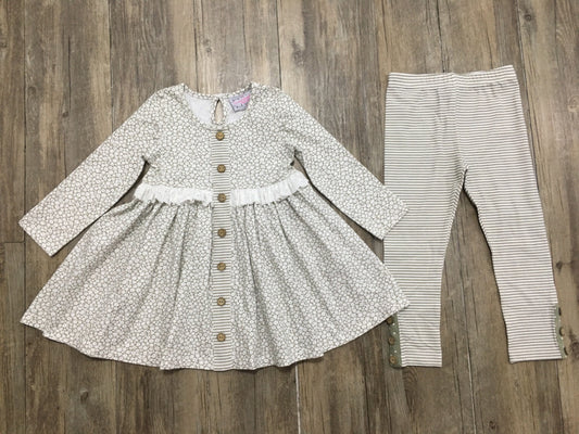 Sage Petal Tunic with Stripe Leggings  - Doodlebug's Children's Boutique