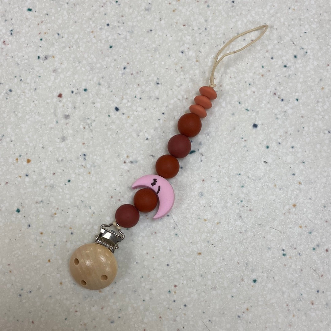Moon Teething Bead Pacifier Clip  - Doodlebug's Children's Boutique