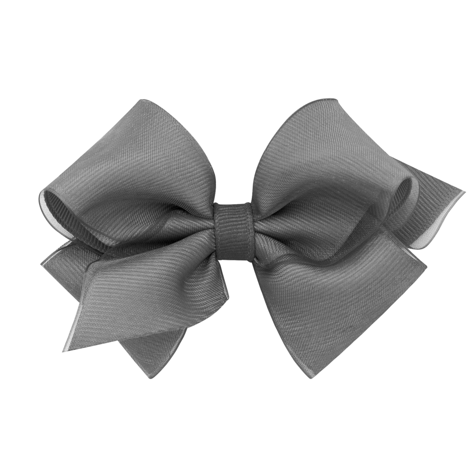 Pewter Extra Small Organza Overlay Bow Default Title - Doodlebug's Children's Boutique