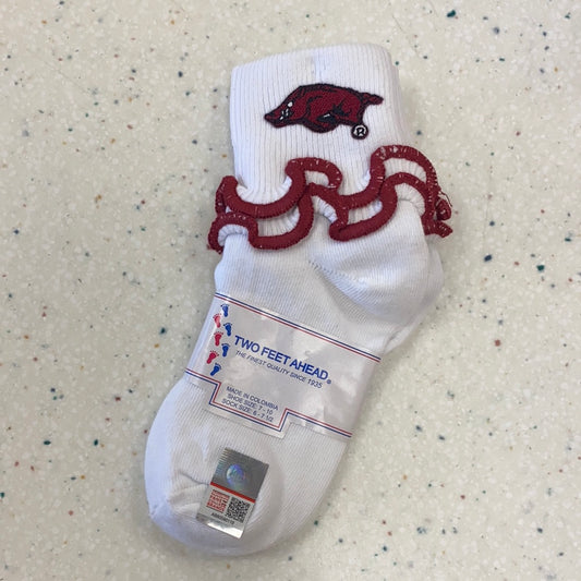 Arkansas Razorback Ruffle Socks  - Doodlebug's Children's Boutique