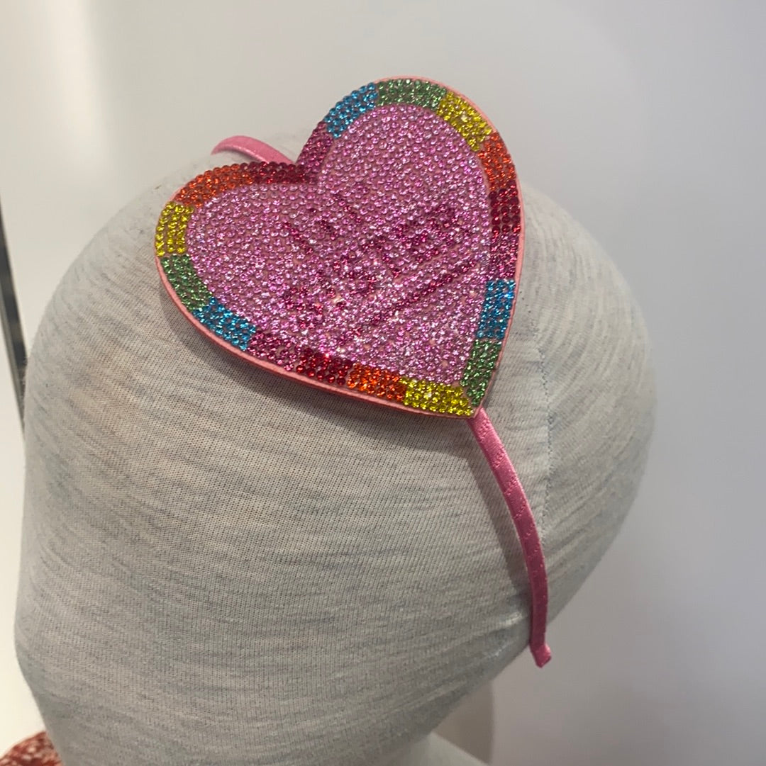 Lil Sister Crystal Heart Headband  - Doodlebug's Children's Boutique