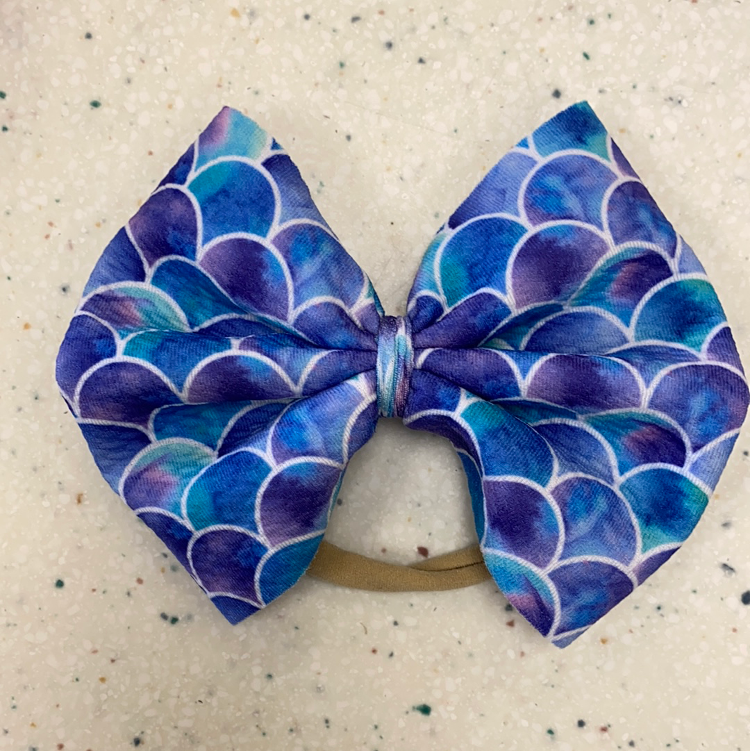 Purple Mermaid Bow on Nylon  - Doodlebug's Children's Boutique