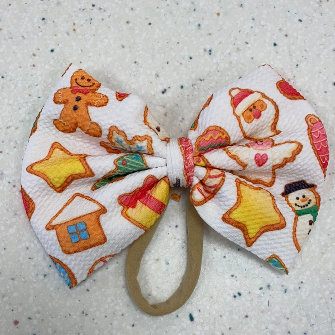 Christmas Cookie Bow on Nylon  - Doodlebug's Children's Boutique