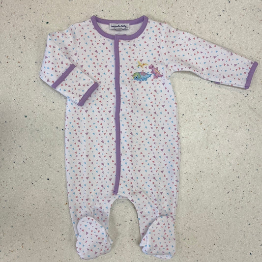Dinoland Lilac Embroidered Footie  - Doodlebug's Children's Boutique