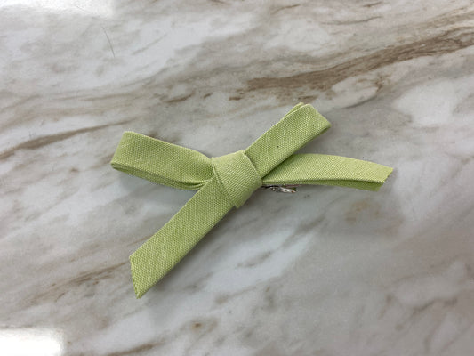 Hand Tied Bow on Clip in Pistachio  - Doodlebug's Children's Boutique