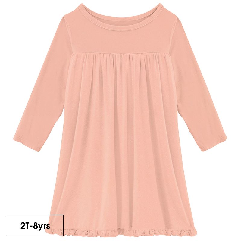Solid Classic Long Sleeve Swing Dress in Peach Blossom  - Doodlebug's Children's Boutique