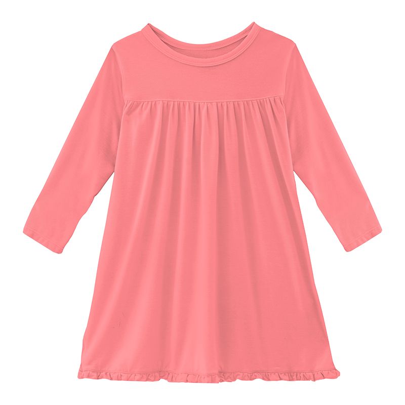 Solid Classic Long Sleeve Swing Dress in Strawberry  - Doodlebug's Children's Boutique