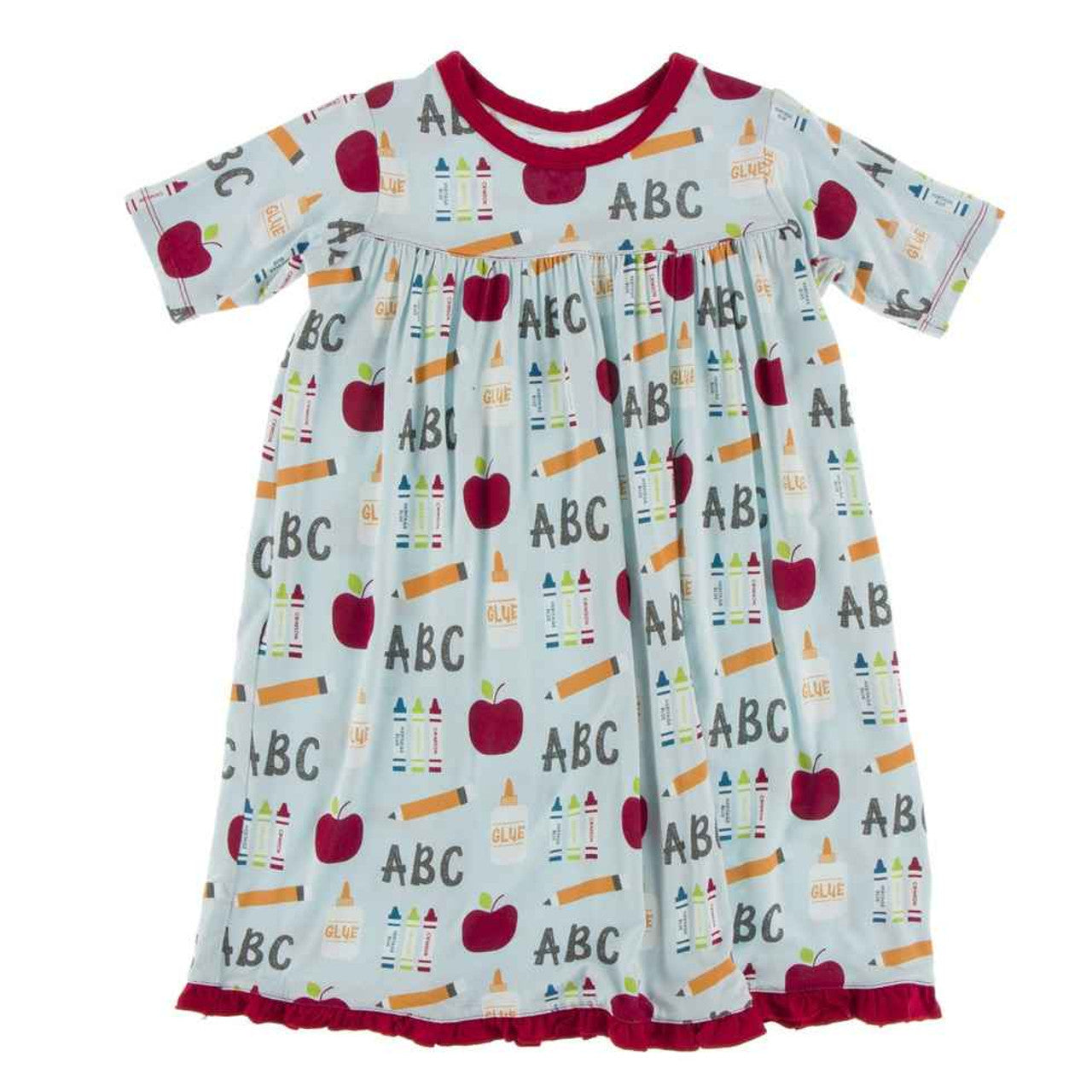 Print Classic Short Sleeve Swing Dress in Spring Sky First Day of School  - Doodlebug's Children's Boutique